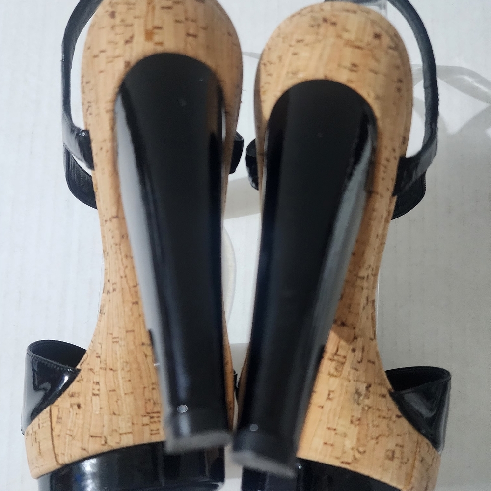 Christian Louboutin Black Patent Leather and Cork Platform Heels Size 38.5 - Picture 8 of 9